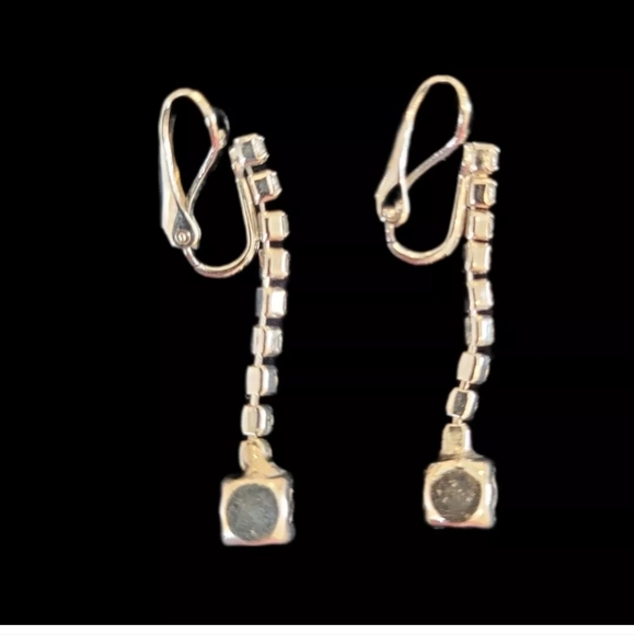 4 Pairs Earrings Vintage Rhinestone Chandelier & Dangle Screw Back & Clip On - Picture 7 of 9